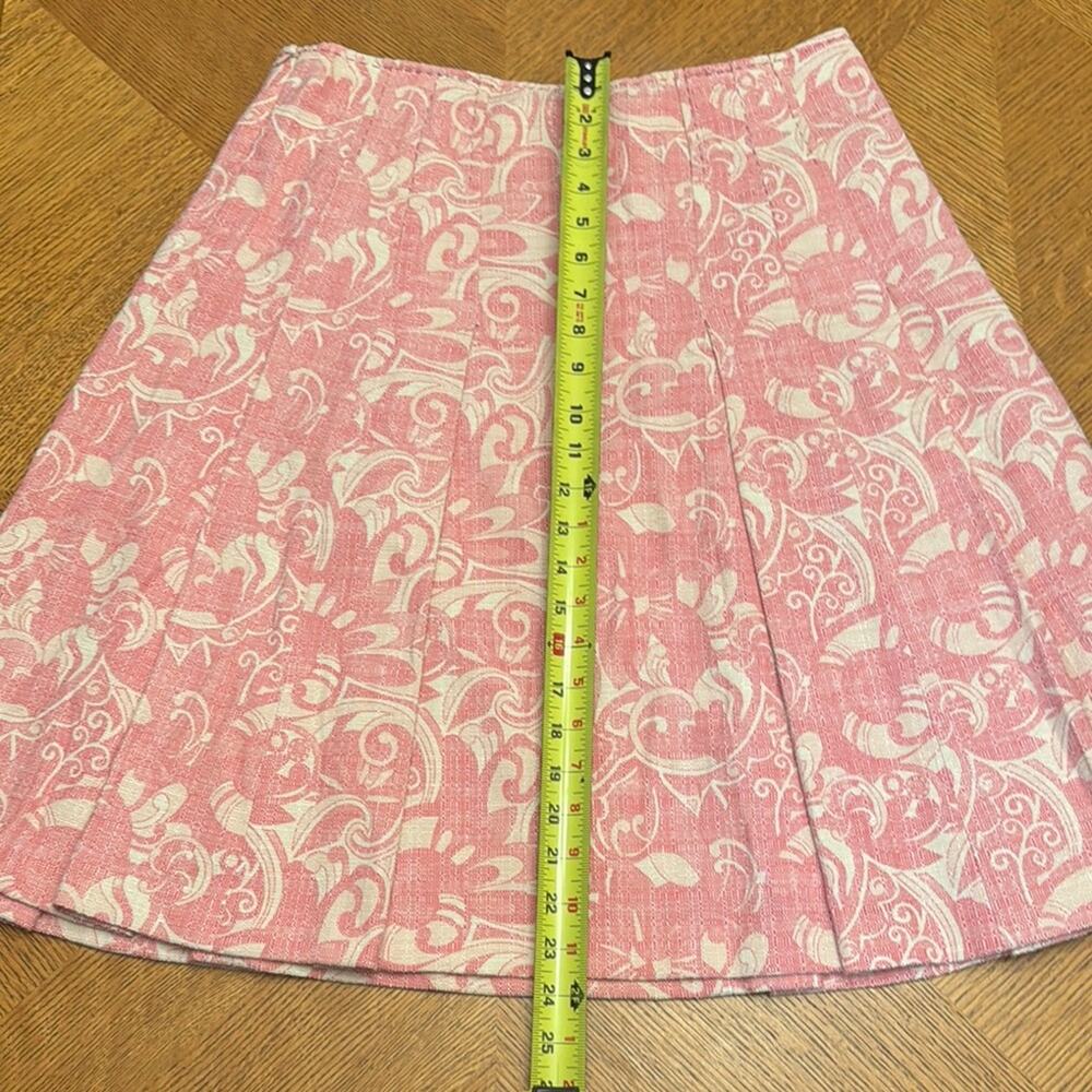 Elie Tahari Preppy Cottagecore Pink Pleated A-Line Knee-Length Skirt Size 8 - Picture 6 of 7